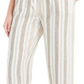 Charter Club Women's Striped Linen Pants Flax Combo XL
