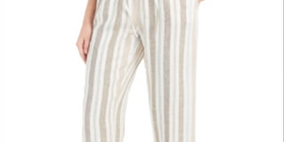 Charter Club Women's Striped Linen Pants Flax Combo XL