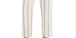 Charter Club Women's Striped Linen Pants Flax Combo XL