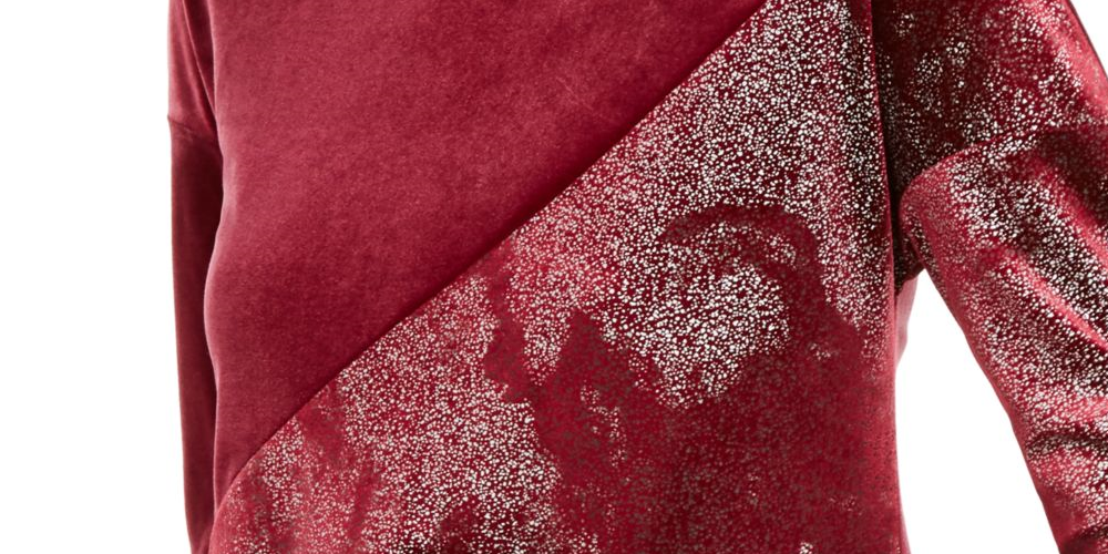 Alfani Women's Speckle 3/4 Sleeve Crew Neck Blouse Evening Top Red Size Medium