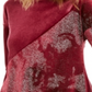 Alfani Women's Speckle 3/4 Sleeve Crew Neck Blouse Evening Top Red Size Medium