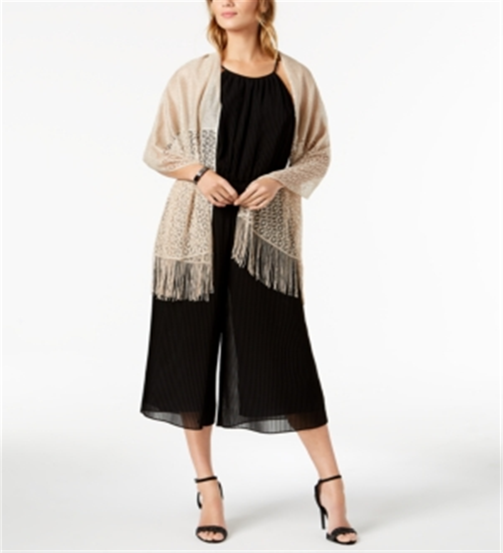 INC International Concepts Women's Knit Fringe Evening Wrap Brown One Size