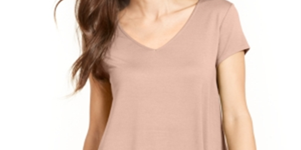 Alfani Women's V-Neck Knit Top Silver Peony Size L