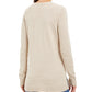Charter Club Women's  Herringbone Long Sleeve V Neck T-Shirt Beige Size Petite M
