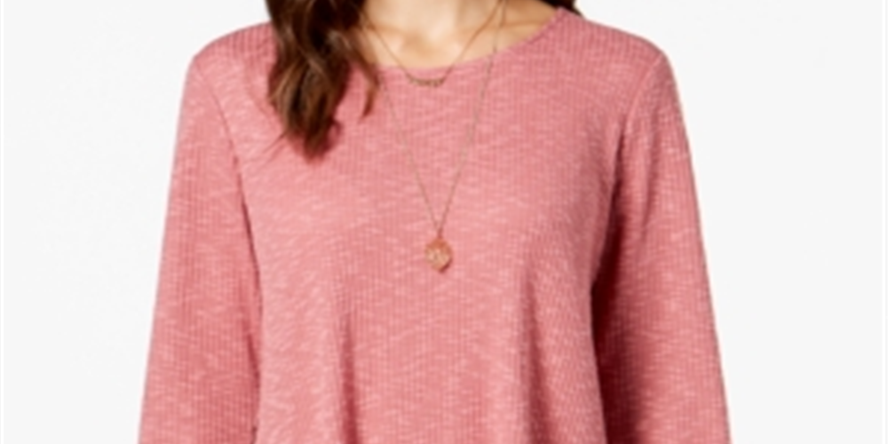 Style & Co Women's Waffle Knit Top Red Size Small