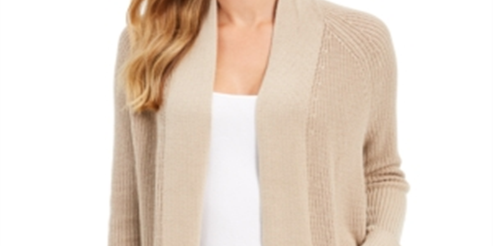 Charter Club Women's Open-Front Cardigan  Vintage Rose Brown Size XS