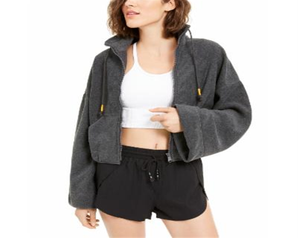 Free People  Women's  Pocketed Zip up Jacket Gray Size Medium