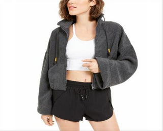 Free People  Women's  Pocketed Zip up Jacket Gray Size Medium