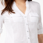 Inc Petite Side-Panel Roll-Tab Shirt White Size Petite S