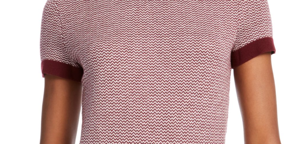 Maison Jules Women's Ribbed Ringer Sweater Ruby Wine Combo M