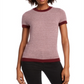 Maison Jules Women's Ribbed Ringer Sweater Ruby Wine Combo M