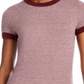 Maison Jules Women's Ribbed Ringer Sweater Ruby Wine Combo M