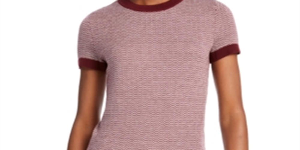 Maison Jules Women's Ribbed Ringer Sweater Ruby Wine Combo M