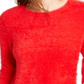 BAR III Women's Eyelash Finish Long Sleeve Jewel Neck T-Shirt Sweater Red Size Medium