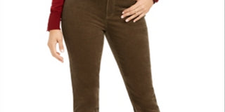 Charter Club Women's Petite Lexington Straight-Leg Corduroy Pants Region Green Size 14 P