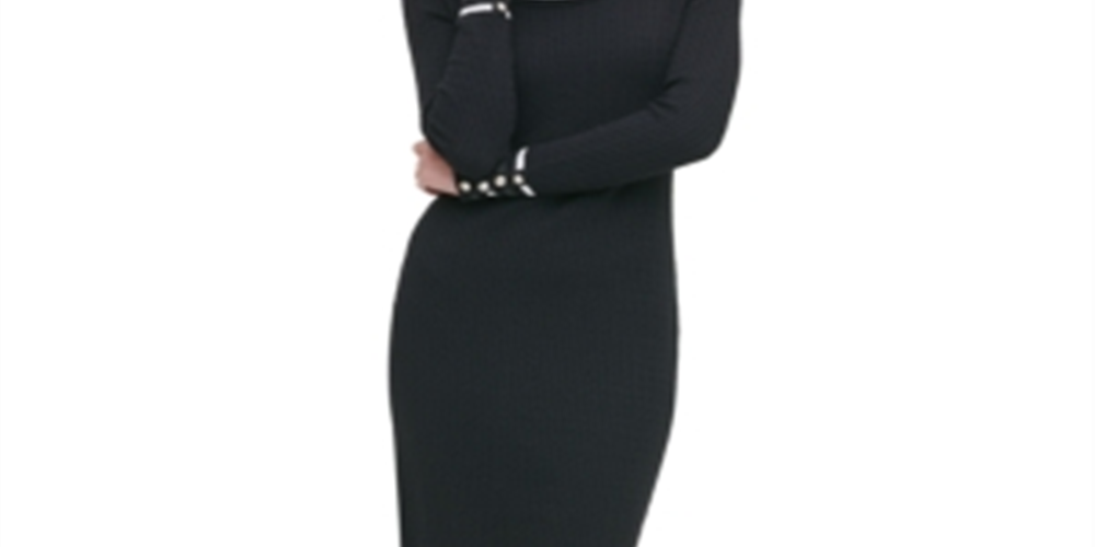 TOMMY HILFIGER Women's Cowl Neck Above the Knee Cocktail Body Con Dress Black Size XL