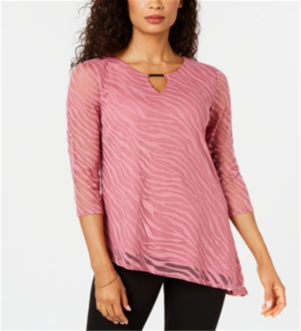 JM Collection Women's Burnout Tunic  Intrepid Blue  Size Medium