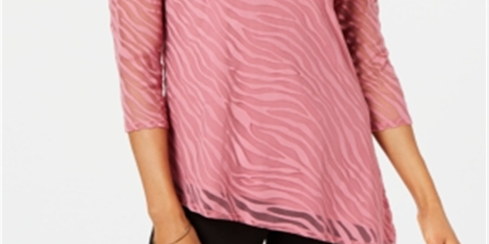 JM Collection Women's Burnout Tunic  Intrepid Blue  Size Medium