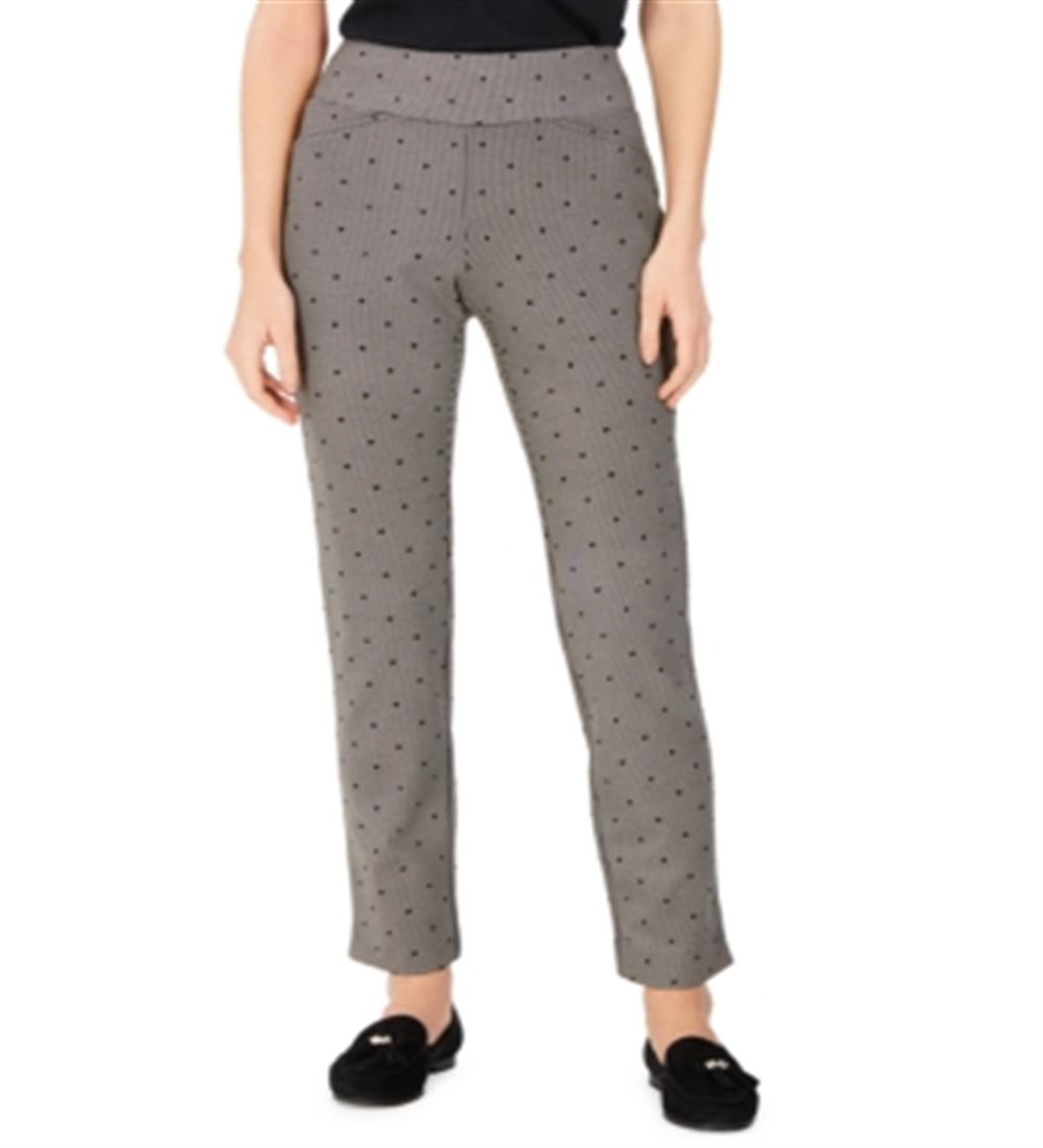 Charter Club Women's  Petite Printed Pull-On Pants Deep Black Combo Size  8P