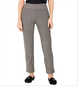 Charter Club Women's  Petite Printed Pull-On Pants Deep Black Combo Size  8P