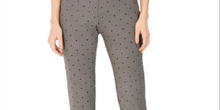 Charter Club Women's  Petite Printed Pull-On Pants Deep Black Combo Size  8P