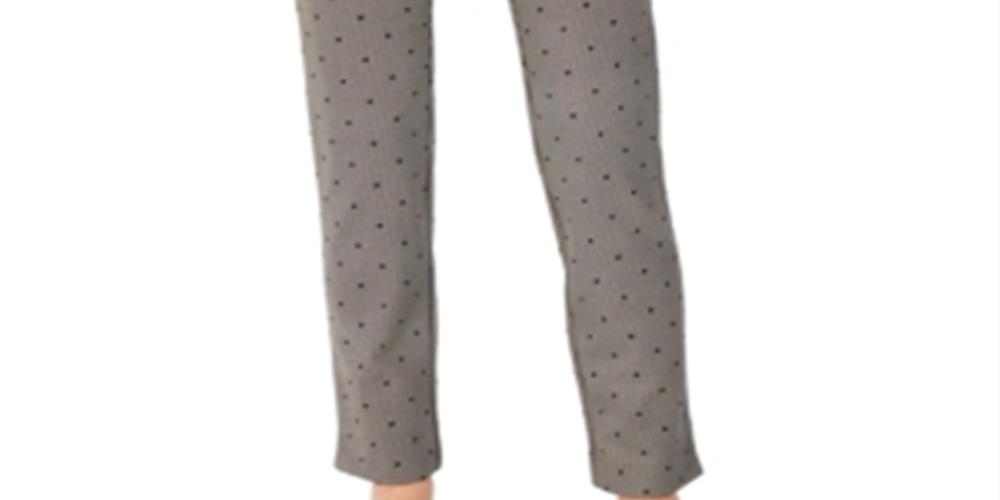 Charter Club Women's  Petite Printed Pull-On Pants Deep Black Combo Size  8P