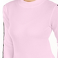 Calvin Klein Women's Performance Logo Stripe Mock Neck T-Shirt Pink Size X-Small