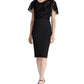 Ralph Lauren Women's Floral Cap Sleeve Jewel Neck Knee Length Evening Sheath Dress Black Size 12