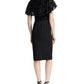Ralph Lauren Women's Floral Cap Sleeve Jewel Neck Knee Length Evening Sheath Dress Black Size 12