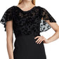 Ralph Lauren Women's Floral Cap Sleeve Jewel Neck Knee Length Evening Sheath Dress Black Size 12