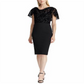 Ralph Lauren Women's Floral Cap Sleeve Jewel Neck Knee Length Evening Sheath Dress Black Size 12