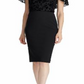 Ralph Lauren Women's Floral Cap Sleeve Jewel Neck Knee Length Evening Sheath Dress Black Size 12