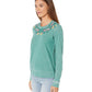 Lucky Brand Women's Embroidered Floral Polyester Cotton Sweatshirt Green Size Small