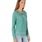 Lucky Brand Women's Embroidered Floral Polyester Cotton Sweatshirt Green Size Small