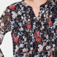Charter Club Women's Floral Long Sleeve Tunic Cocktail Top Blue Size Small