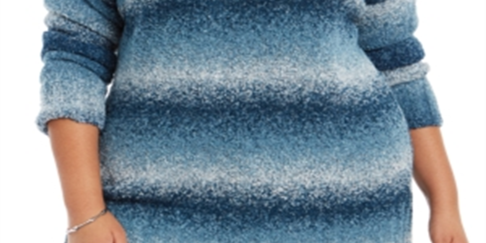 Style & Co Women'sl Ombre Long Sleeve Turtle Neck Blouse Sweater Teal Size 3X