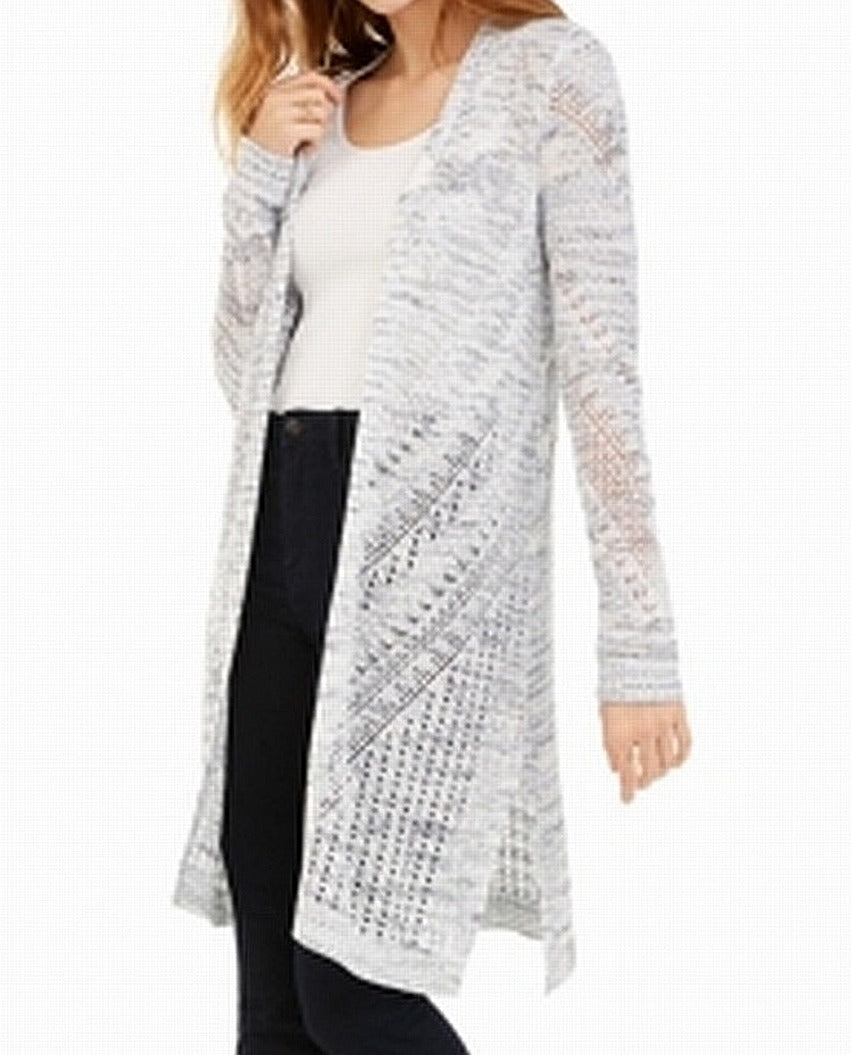 Hooked up by Iot Juniors' Pointelle Cardigan Spacedye White Size XL