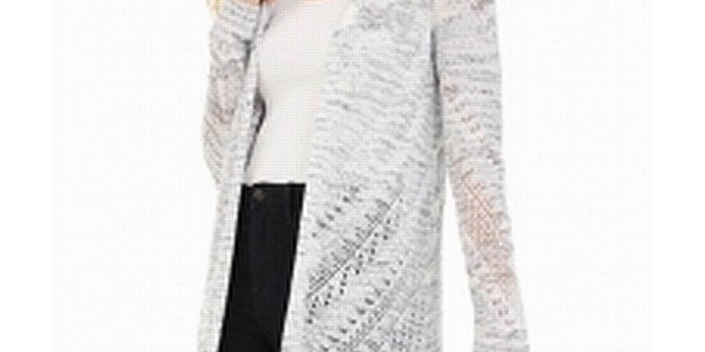 Hooked up by Iot Juniors' Pointelle Cardigan Spacedye White Size XL