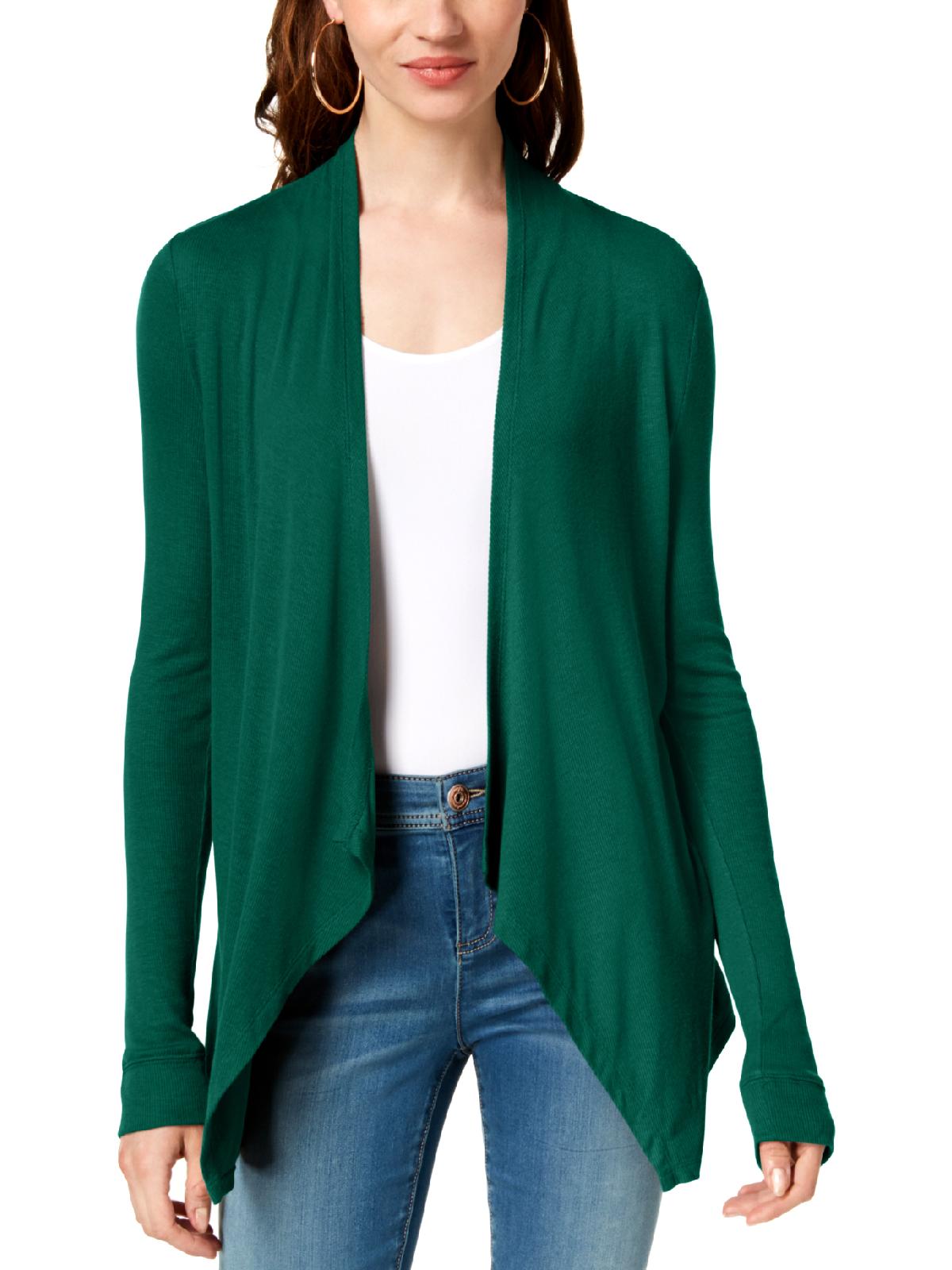 INC Women's Ribbed Open Front Cardigan Top Green Size Large