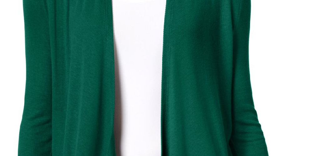 INC Women's Ribbed Open Front Cardigan Top Green Size Large