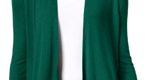 INC Women's Ribbed Open Front Cardigan Top Green Size Large