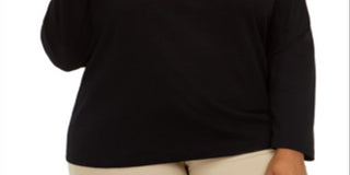 Karen Scott Women's Plus Size Holiday Truck Cotton Top Deep Black  Size 1X