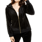 Calvin Klein Women's  Velour Zip-up Hoodie Jacket Black Size XS