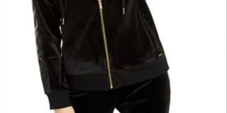Calvin Klein Women's  Velour Zip-up Hoodie Jacket Black Size XS