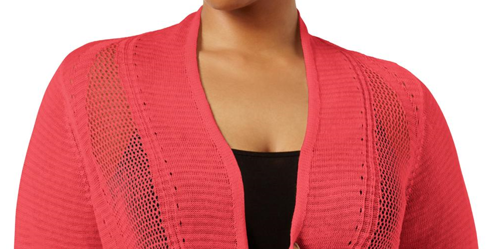 Alfani Women's Plus Size Novelty Stitch Cardigan Red Size 3X