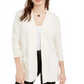 Pink Rose Juniors' Open Cardigan Sweater Winter White Size Medium