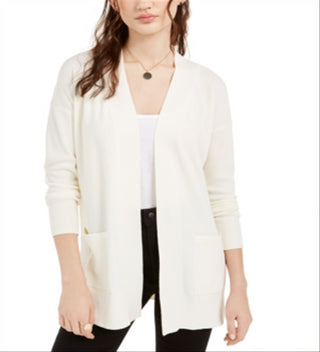 Pink Rose Juniors' Open Cardigan Sweater Winter White Size Medium