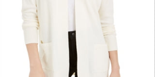 Pink Rose Juniors' Open Cardigan Sweater Winter White Size Medium