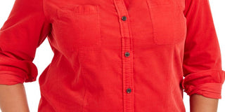 Charter Club Women's Plus Cotton Corduroy Shirt Ravishing Red Size 0X