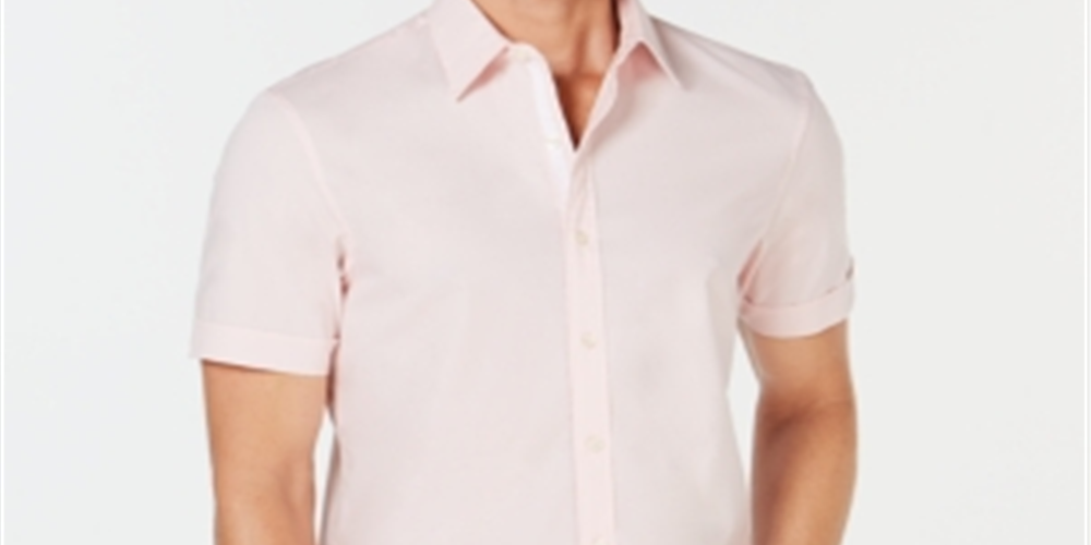 Michael Kors Men's Solid Stretch Shirt Pink Size XL